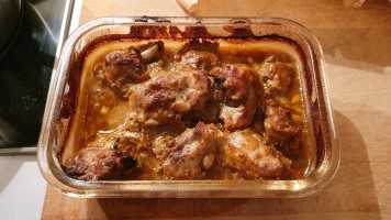 eingelegtes Fleisch, gebacken